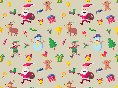 Cute Christmas Character Seamless Pattern character christmas illustration pattern seamless urban sketching vector