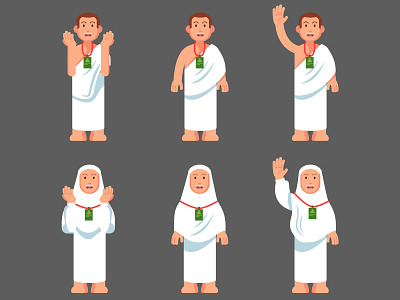 Hajj Pilgrimage Flat Style Character character flat hajj illustration islam kaaba mecca muslim pilgrim pilgrimage religion vector