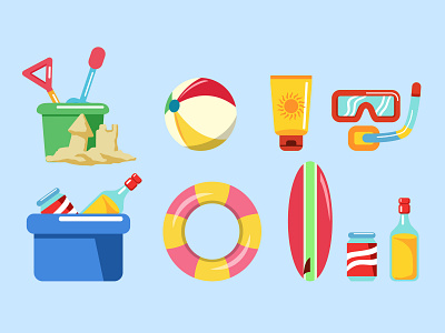 Beach Holiday Stuff Graphic beach dive holiday illustration play summer surf vacation vector