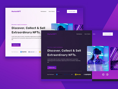 NFT Marketplace landing page hero section