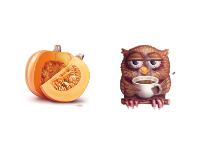 Ok autumn coffee dream icon owl pampkin
