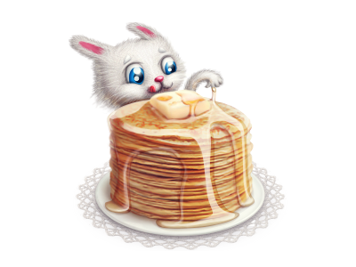 Blin butter honey pancakes rabbit sun