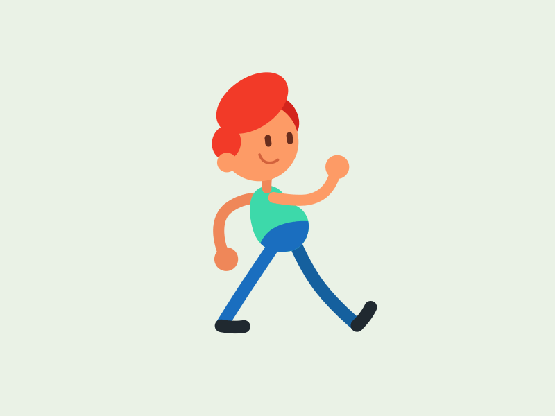 Walk animation boy flat funny man walk