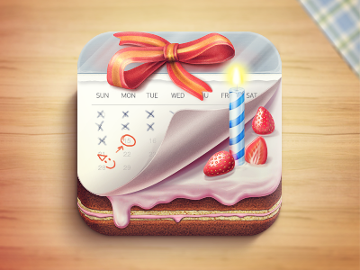 Birthday birthday box cake calendar candle cream date icon ios party strawberry