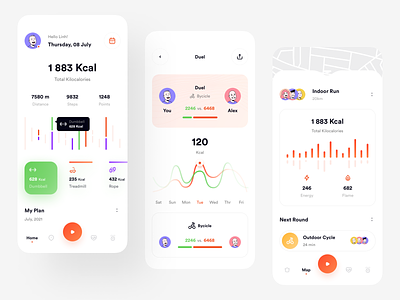 CaFit | Fitness UI Kit activity app cadesign cafit calories design fit fitness gym health healthcare kit running sport ui ui kit ui8 workout