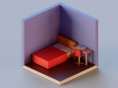 Light blue 3D BedRoom 3d cube room design room