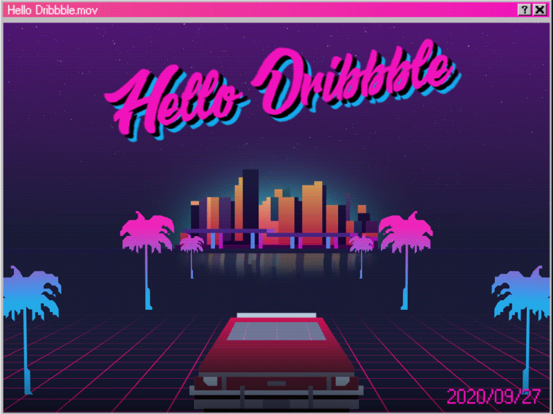 Hello_Dribbble.mov animation design hellodribbble illustration motiongraphics retro vaporwave vector windows