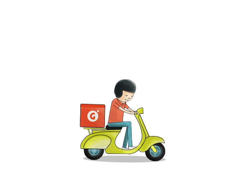 Delivery Boy animation delivery gif grofers scooter watercolour