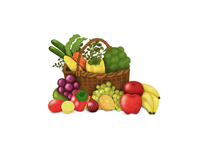 Fruits & Vegetables app basket category fruits grofers illustrations vegetables