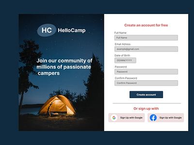 Signup Form For HelloCamp