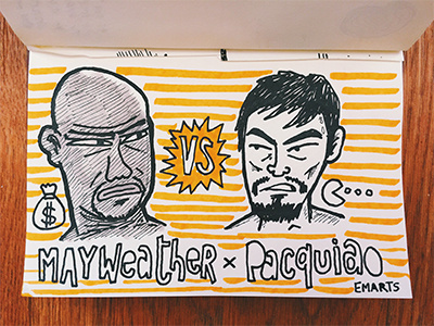 Mayweather vs. Pacquiao cartoon copic handmade illustration mayweather pacquiao peru sports