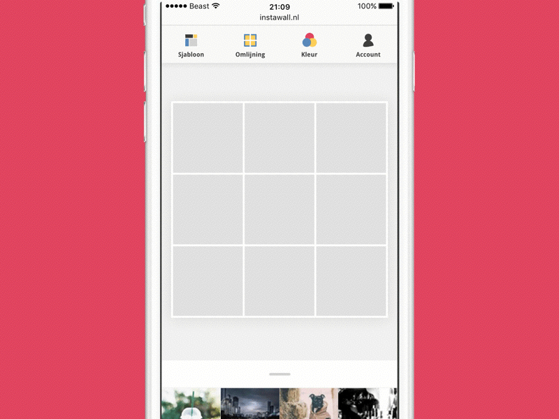Instawall angular border design instagram material mobile slider tabs tool ui ux