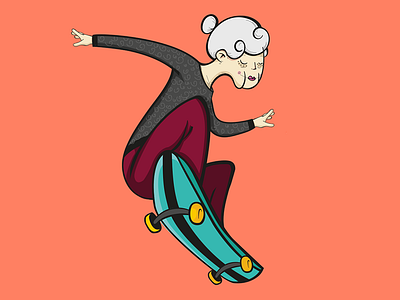 Nonna draw grandma illustration radical sk8 skateboard