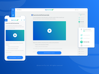 Learn to Fly | Responsive trail button cards content dashboard education feedback icon iphonex journey knowledge menu mobile plataform progress responsive sidebar trail video