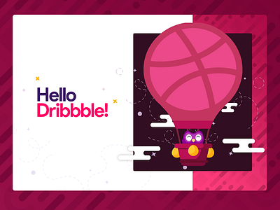Hello Dribbble balloon branding hello invitation invite moochuelo