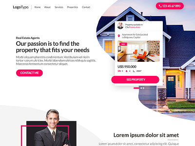 Home page Agent Real Estate concept concept design header design property real estate real estate agency real estate agent webdesign website