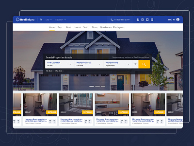Real Estate Website Home for Realsellpro Concept concept creative design homepage moochuelo real estate real estate agency website