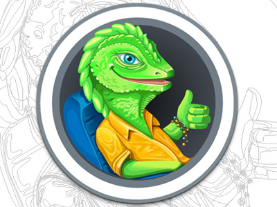 Iguanatur art blue character design dragon draw green hippy icon iguana illustration lizard logo orange vector