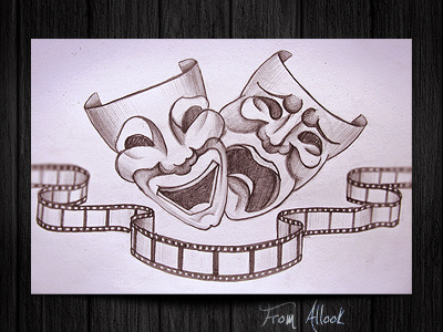 Major & Minor a symbol of the theater drawing drawing on paper drawing strokes film hand drawing joy laughter major and minor mime pencil sadness sketch tape the logo of the theater theater