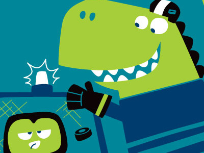 Dinosaurs Playing Hockey Clement dinosaur hockey playing