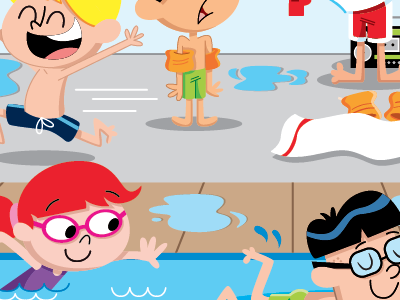 SWIMMING cartooncharacters characterdesign illlustration jonathanmiller kidsart kidsbooks kidshavingfun kidsswimming swimming