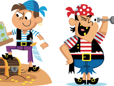 PIRATES characterdesign characterdevelopment illustration jonathanmiller kidsbooks kidslitart millertoons pirates stickers