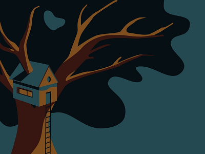 Treehouse dark house illustration tree treeehouse