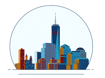 NYC snowglobe buildings illustration nyc one world trade center skyline skylines snow snow globe snowglobe