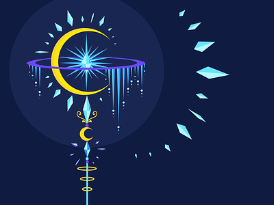 Winter Magic crystals flat gems ice icicles illustration magic magical magical staff staff wand winter