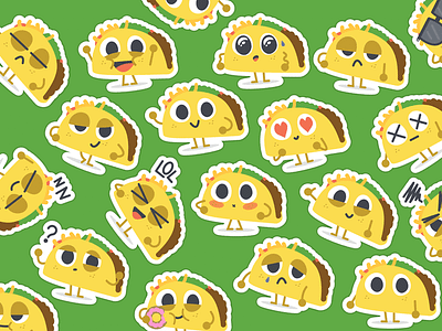 "Let's Taco Bout It" iMessage Stickers cute illustration imessage stickers taco