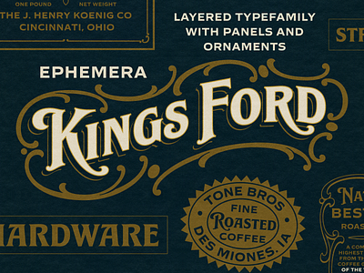 Ephemera Kingsford Font design font hand lettering lettering logo logotype typeface typography vintage