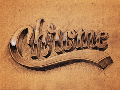 Chrome 3d hand lettering handlettering typography vintage
