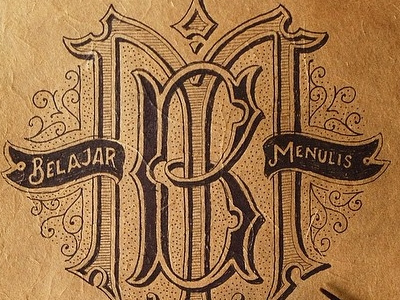 BM monogram handlettering hands lettering indonesia lettering monogram texture vintage