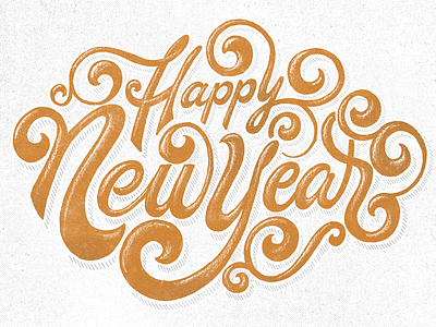 Happy New Year flourish handlettering texture vintage