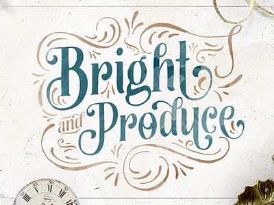 Bright and Produce font hand lettering serif typeface vintage