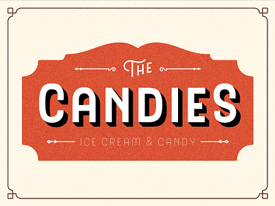 The candies 3d font layered panel sign signpainting