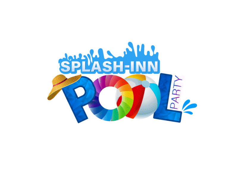 SPLASH-INN POOL PARTY ball beach hat logo animation motion graphics party pool splash