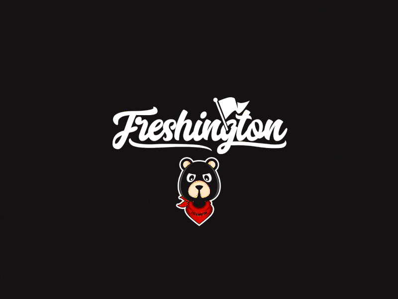 Freshington logo animation animatedlogo animation bear flag flag waving lettering logo logo animation motion graphics