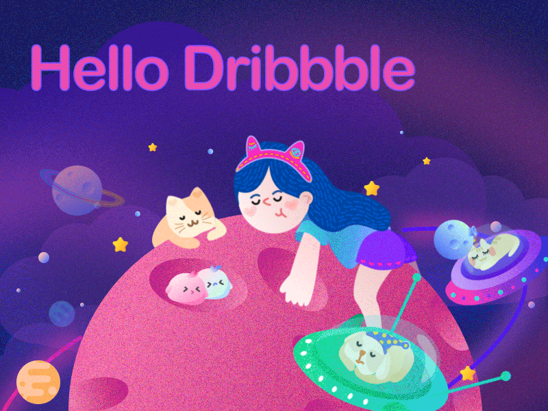 Hello Dribbble -First Shot gi planet sleep universe