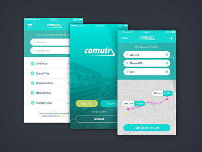 Comutr App app chicago commute debut flat ios logo map train ui ux