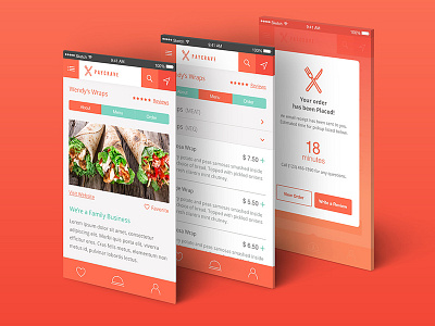 Paycrave App app debut flat food icon ios logo map menu truck ui ux