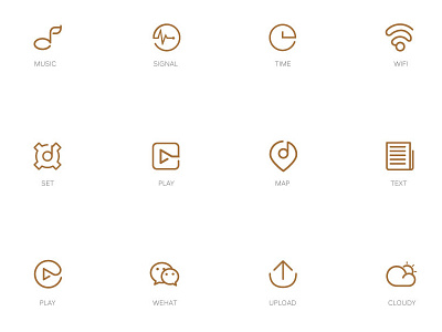 Icon cloudy icon lineicon map music play signal time ui upload wehat wifi