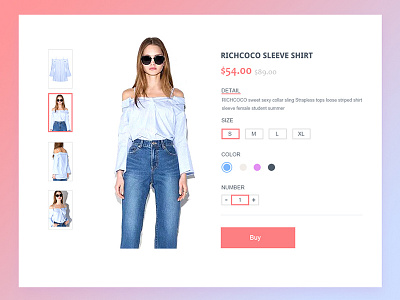 Shopping details page application clothes design details guide online page retailers shopping ui