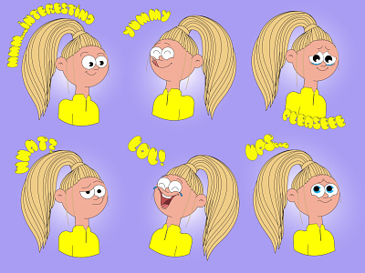 Expressions 🙃😉😋 2d adobe illustrator cartoon character character illustration emoji expressions girl icons illustration illustrator mood stick vector illustration