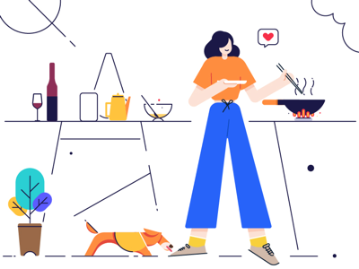 Cook cook delicious food app illustration