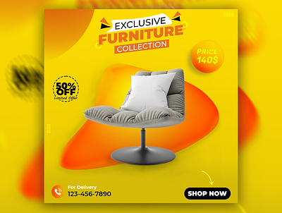 Furniture Social Media Post Design #0 adobe photoshop facebook furniture instagram poster design social media social media post