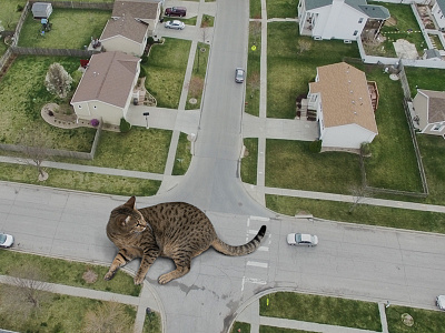 Big Kitty Captured by Drone! aerial big cat birds eye cat crazy drone kitty perspective photography photoshop wildcat wildlife