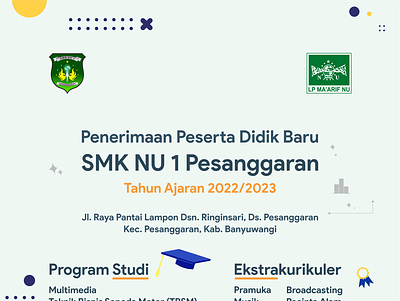 PPDB SMK NU 1 PESANGGARAN branding graphic design logo