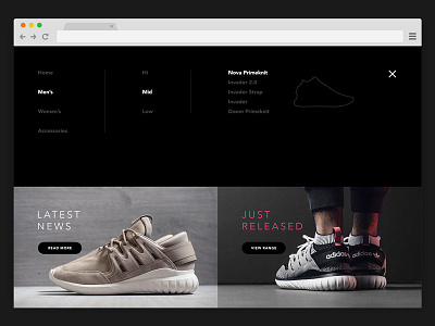 WIP - Footwear Boutique Website : Full-Screen Menu