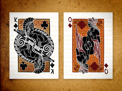 KC & QD : Fall of Troy ][ Epic Playing Cards epic playing cards fall of troy illustration king of clubs playing cards poker queen of diamonds